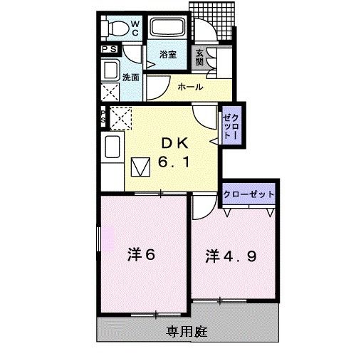 柳川市三橋町柳河のアパートの間取り