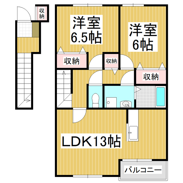 松本市波田のアパートの間取り