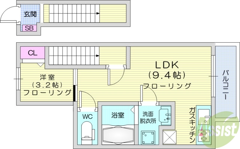 【ラ・リュール宮千代の間取り】