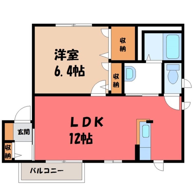 宇都宮市宝木町のアパートの間取り