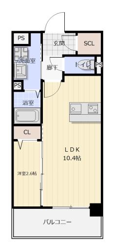 福岡市博多区博多駅南のマンションの間取り