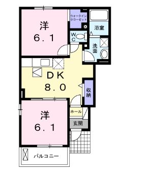 福山市神辺町のアパートの間取り