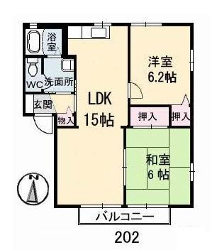 東広島市西条西本町のアパートの間取り