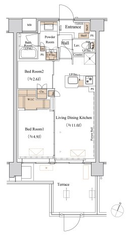 大田区仲池上のマンションの間取り