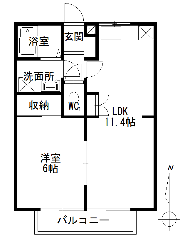 福山市神辺町のアパートの間取り