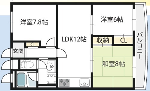 吹田市上山田のアパートの間取り