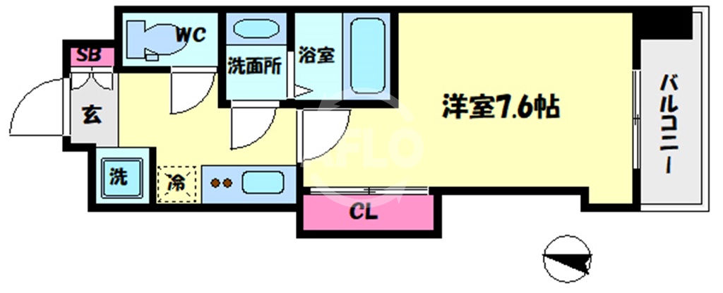 大阪市浪速区浪速西のマンションの間取り