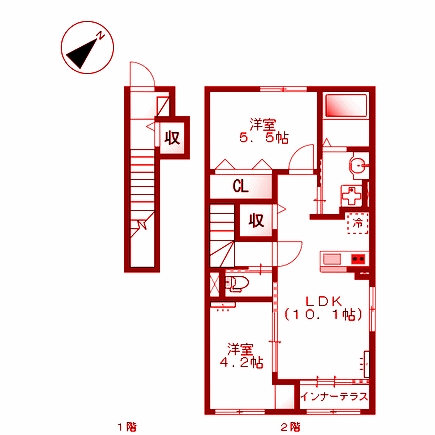 横浜市緑区西八朔町のアパートの間取り