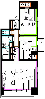 【武蔵野市境のマンションの間取り】