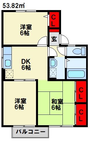 シャトレー松風 B棟の間取り