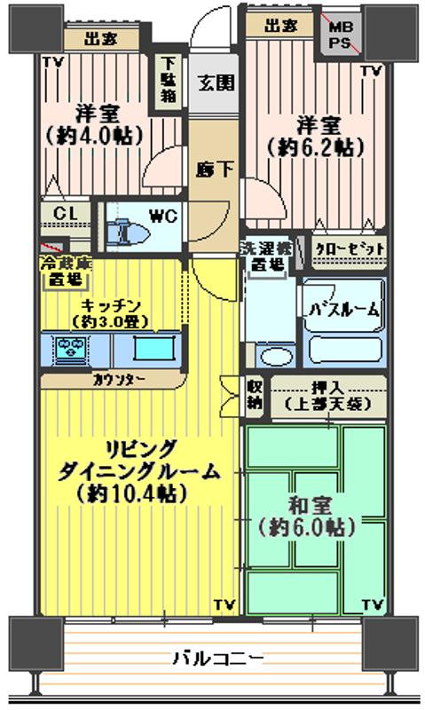 ライオンズマンション川越駅東の間取り