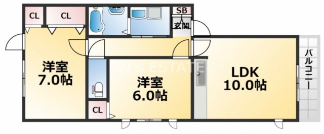 神戸市須磨区月見山本町のマンションの間取り