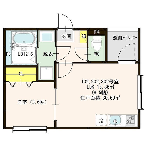 【名古屋市守山区市場のアパートの間取り】