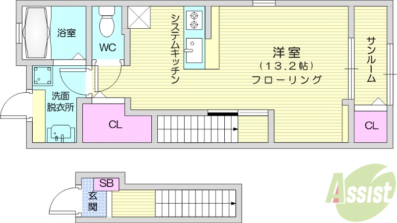 名取市増田のアパートの間取り