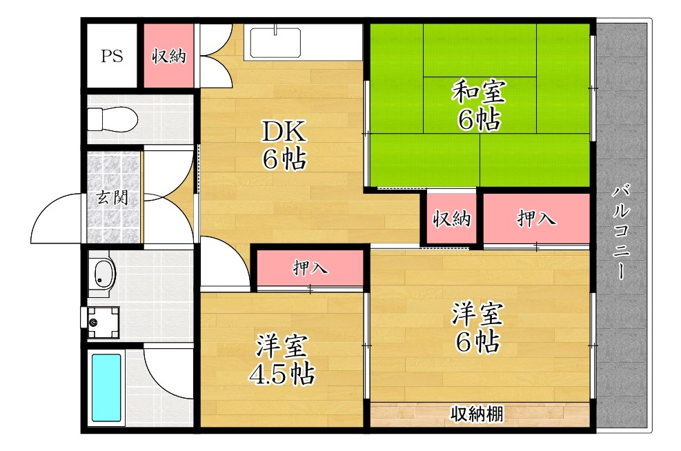 宮之阪ハイツ壱番館の間取り写真