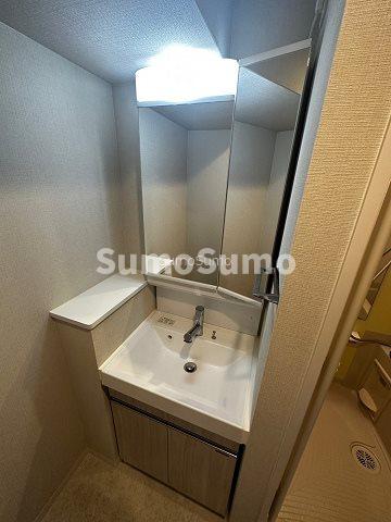 洗面設備　スペースが確保できる洗面所です