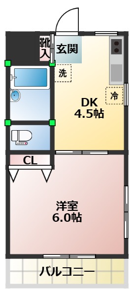 京王線 中河原駅 徒歩8分 3階建 築39年の間取り写真