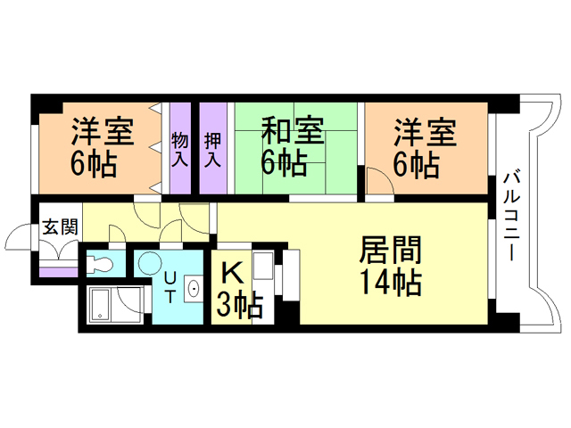 函館市駒場町のマンションの間取り