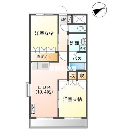 久留米市北野町高良のアパートの間取り