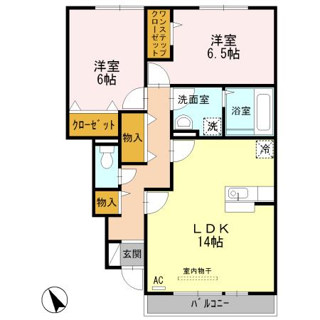 高岡市東中川町のアパートの間取り