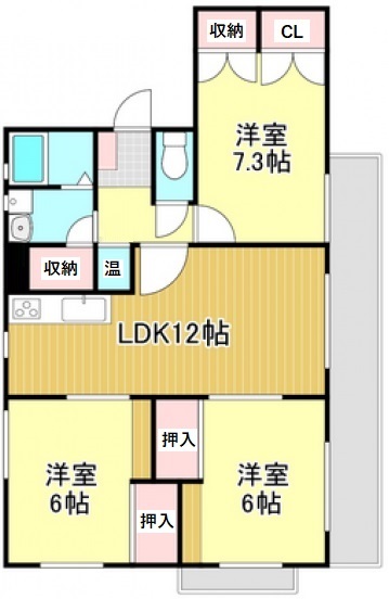 牛田コーポラスA棟の間取り