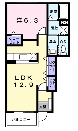 茂原市長谷のアパートの間取り