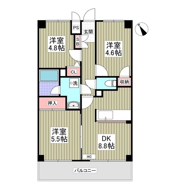 【鶴ヶ島市脚折町のマンションの間取り】