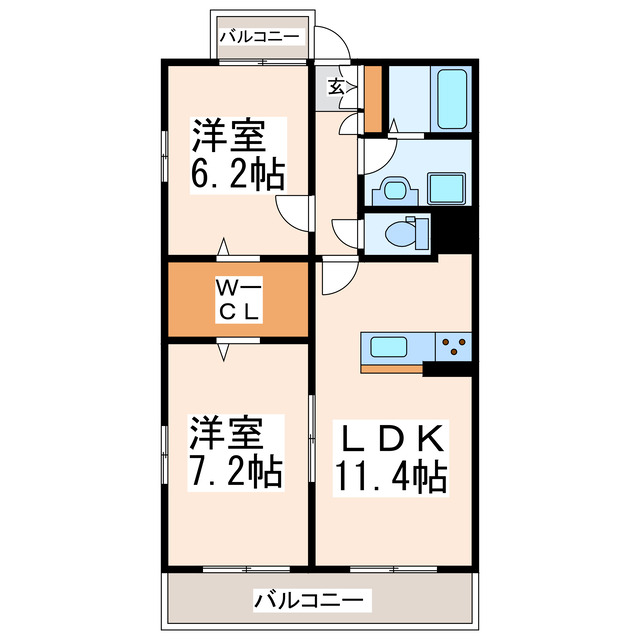 熊本市南区田井島のマンションの間取り