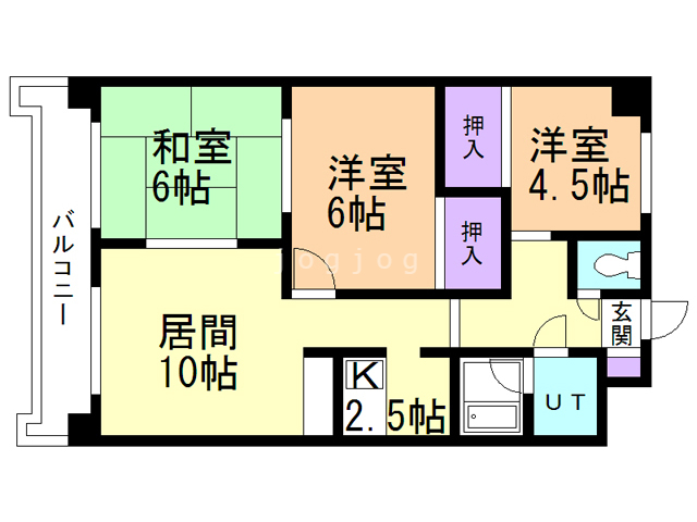 札幌市豊平区平岸六条のマンションの間取り