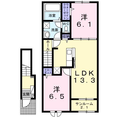 ［大東建託］ノベルクラン　Ａ（むつ市）の間取り