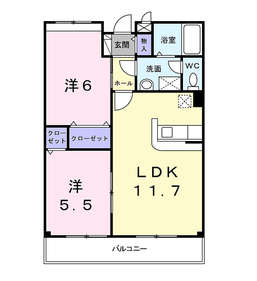 プラシードTSUKASA　B棟の間取り