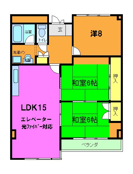 京都市右京区常盤下田町のマンションの間取り