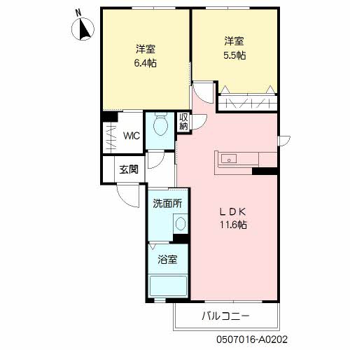 熊本市南区良町のアパートの間取り