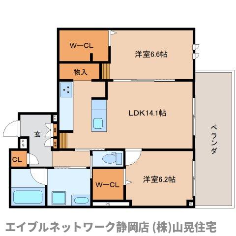 静岡市葵区一番町のマンションの間取り