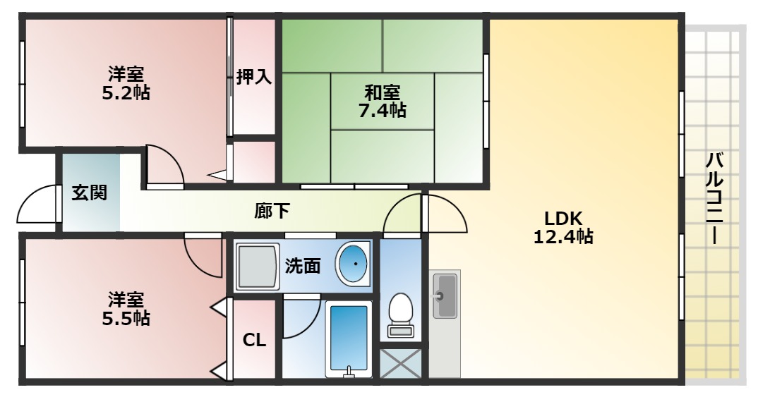 富田林市甲田のマンションの間取り