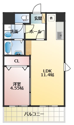 熊本市中央区新屋敷のマンションの間取り