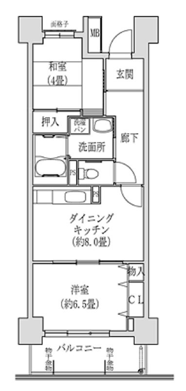 コーシャハイツ法円坂35号館の間取り写真