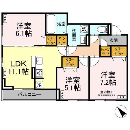 D-ROOM都賀2丁目II A棟の間取り写真