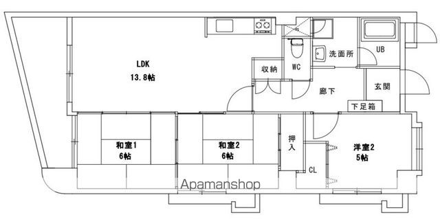 地下鉄七隈線 六本松駅 徒歩8分 7階建 築35年の間取り写真
