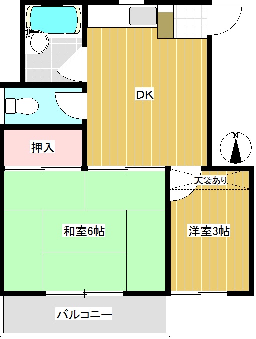 牟礼友菊ハイツ23の間取り