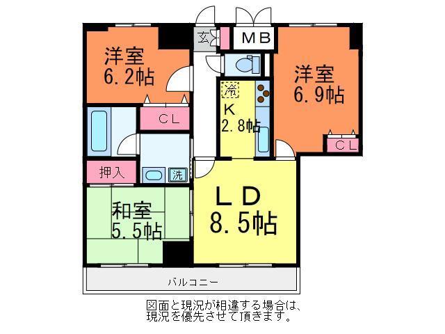 ダイアパレスシアース万代東棟　５０９の間取り