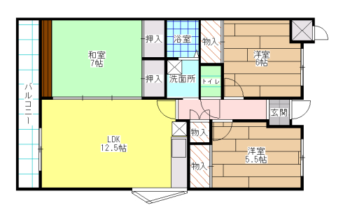 北九州市小倉南区星和台のマンションの間取り