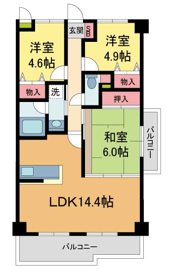 西宮市広田町のマンションの間取り