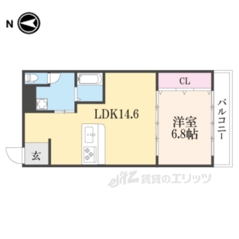 京都市伏見区深草北新町のマンションの間取り