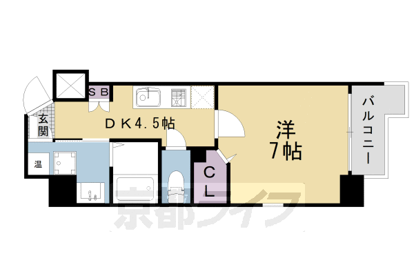 京都市下京区西七条南東野町のマンションの間取り