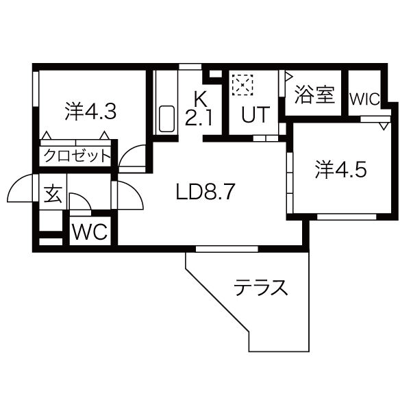 札幌市北区北三十六条西のマンションの間取り