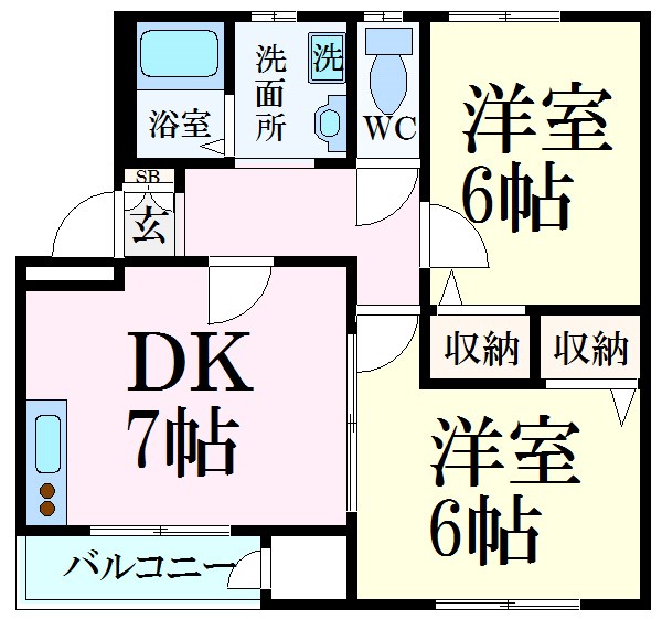 姫路市飾磨区中浜町のアパートの間取り