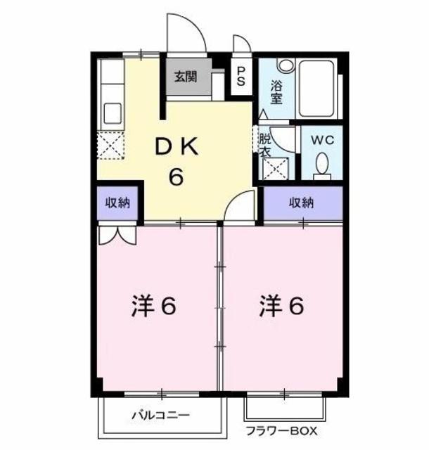 熊本市北区西梶尾町のアパートの間取り