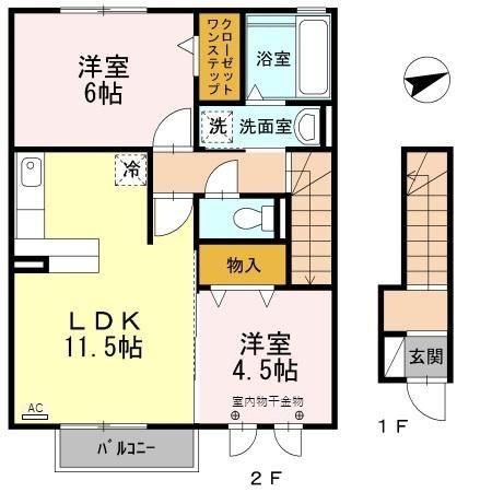 敦賀市鋳物師町のアパートの間取り