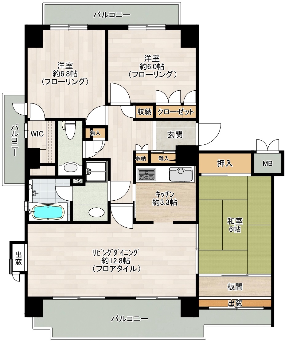 世田谷区玉川田園調布のマンションの間取り